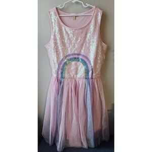 Zenzi Girls XXL 16/18 Pink Sequin Rainbow Tulle Dress Party Occasion NWT